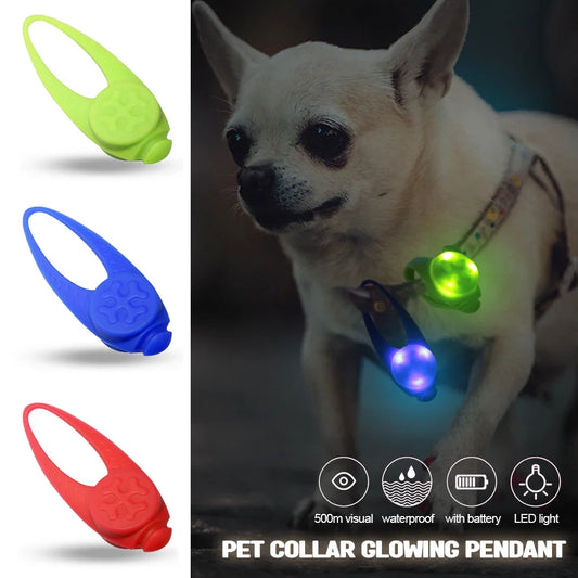 Pet Led Silicone Rubber Pendant Night Safety Flashing Glow Light Blinking Led Collar Luminous Pendant for Pet Dog Puppy Necklace