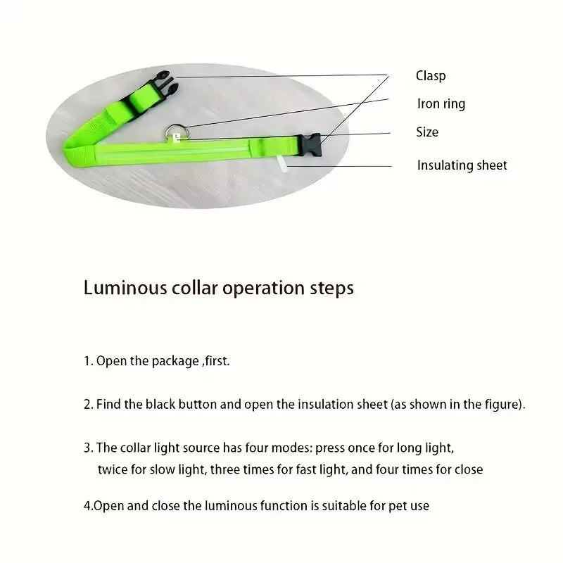 LED Nylon Dog Leash Glow in the Dark Safety