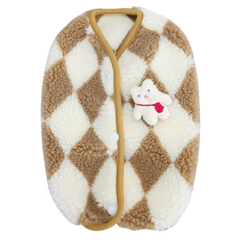 Plaid Dog Jacket Fleece Winter Coat for Small Dogs