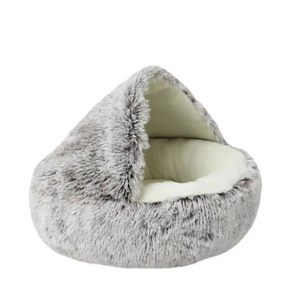 Cat Bed round Plush Fluffy Hooded Cat Bed Cave, Cozy for Indoor Cats or Small Dog Beds, Doughnut Calm Anti-Nxiety Dog Bed
