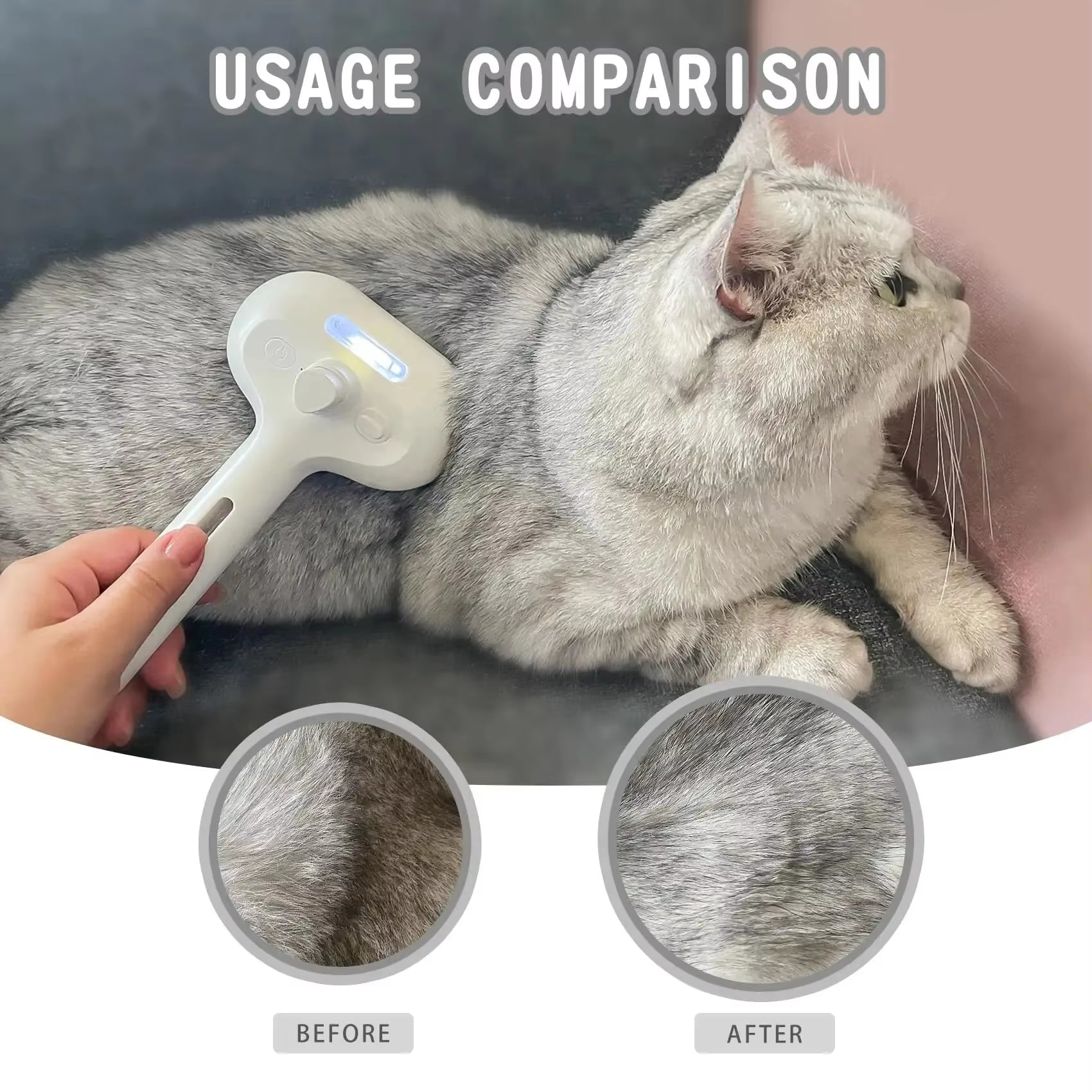 Anti-Tangle Electric Hair Brush 3-in-1 Pet Comb