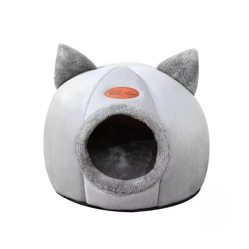 Cute Warm Cat House – Non-Slip Semi Enclosed Bed