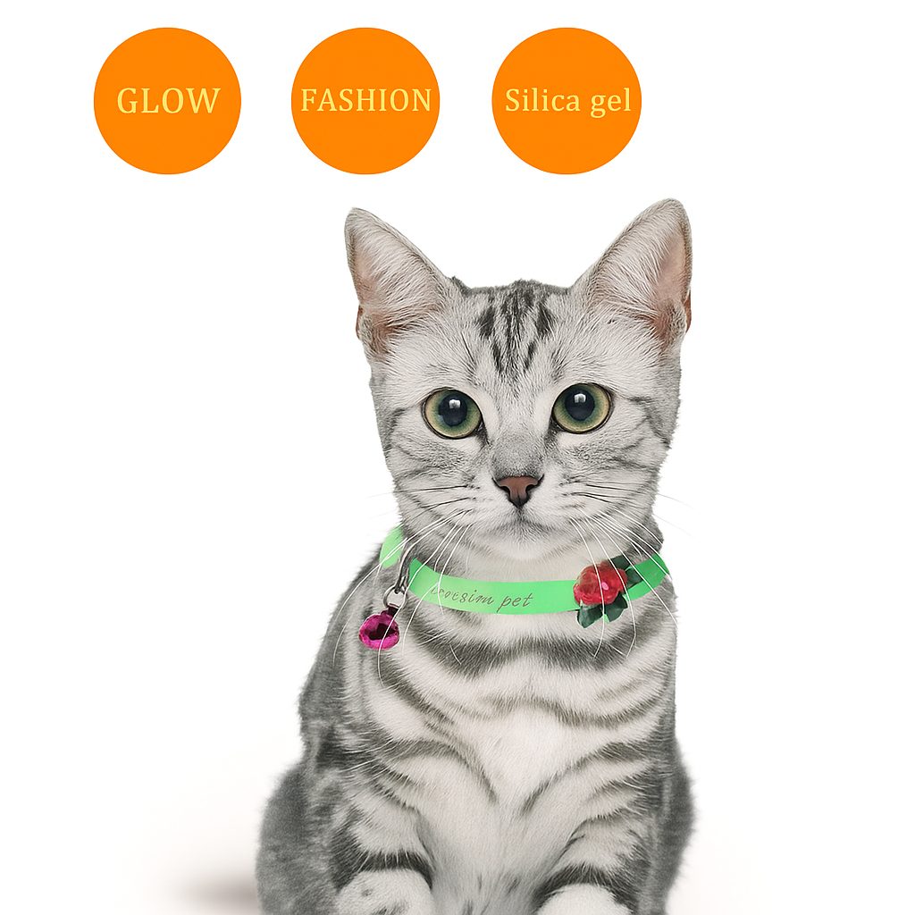 Fluorescent Cat Bell Collar – Glow & Anti-Loss