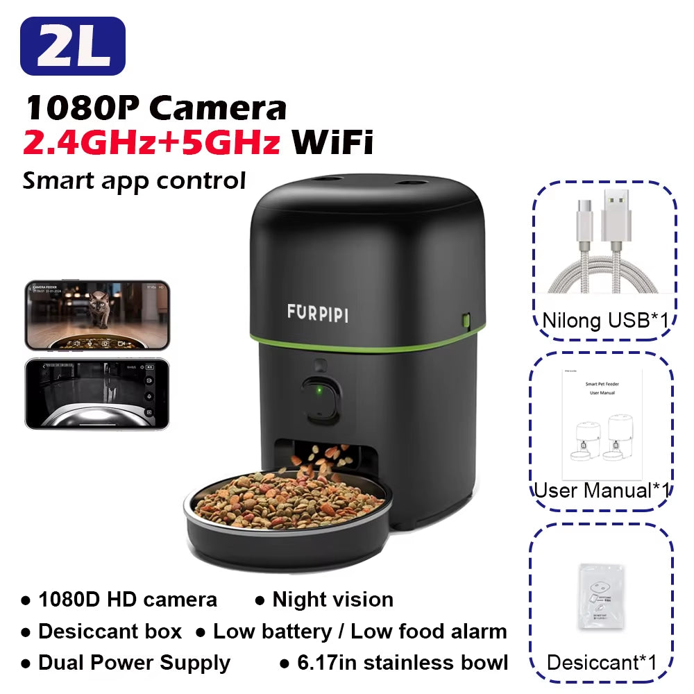 Smart Cat Feeder with 1080P Camera & 5G WiFi