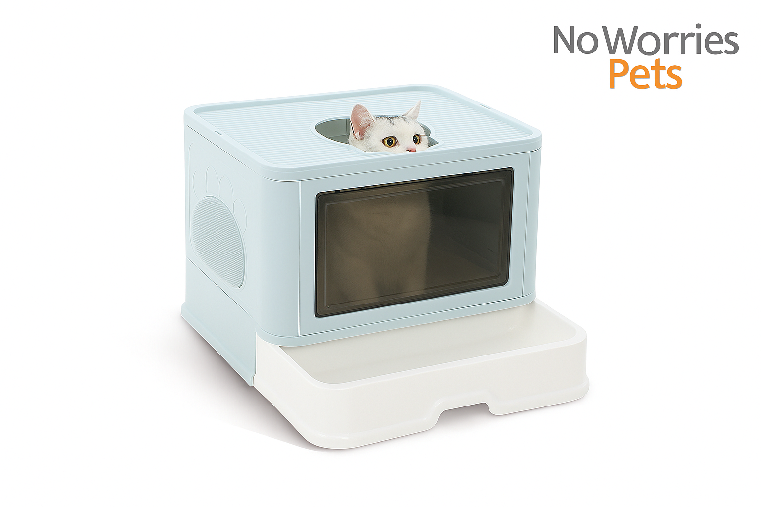 Pawz Foldable Cat Litter Box – Hooded & Enclosed Blue