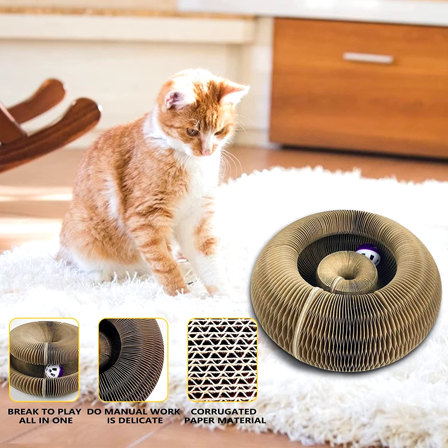 Magic Cat Scratch Board with Ball – Corrugated Toy