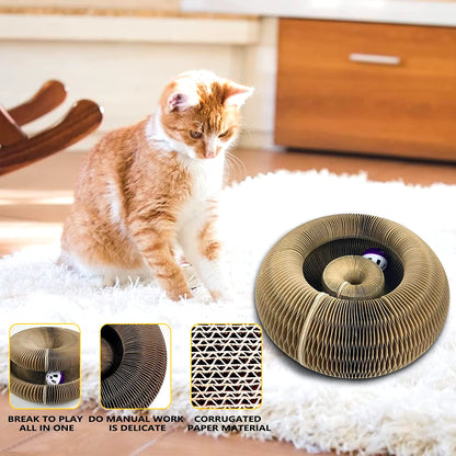 Magic Cat Scratch Organ Board Cat Toy with Ball Cat Grinding Claw Cat Climbing Frame Kitten round Corrugated Cat Scratching Toy