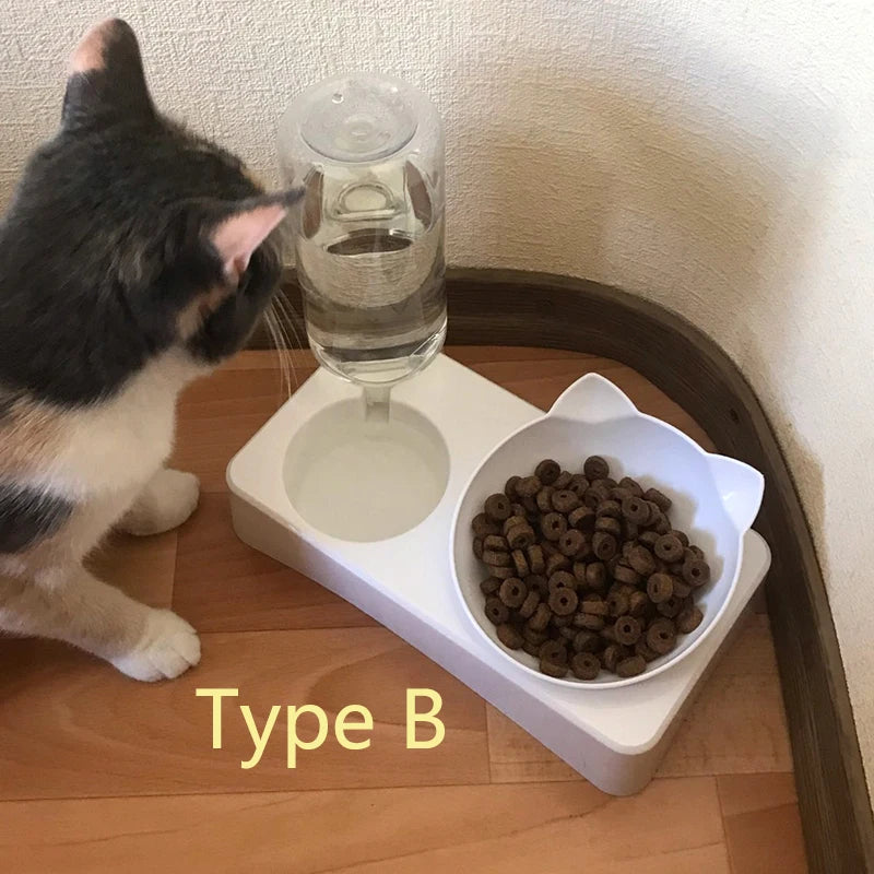 Non Slip Double Cat Feeder – Raised Tilted Bowl Stand
