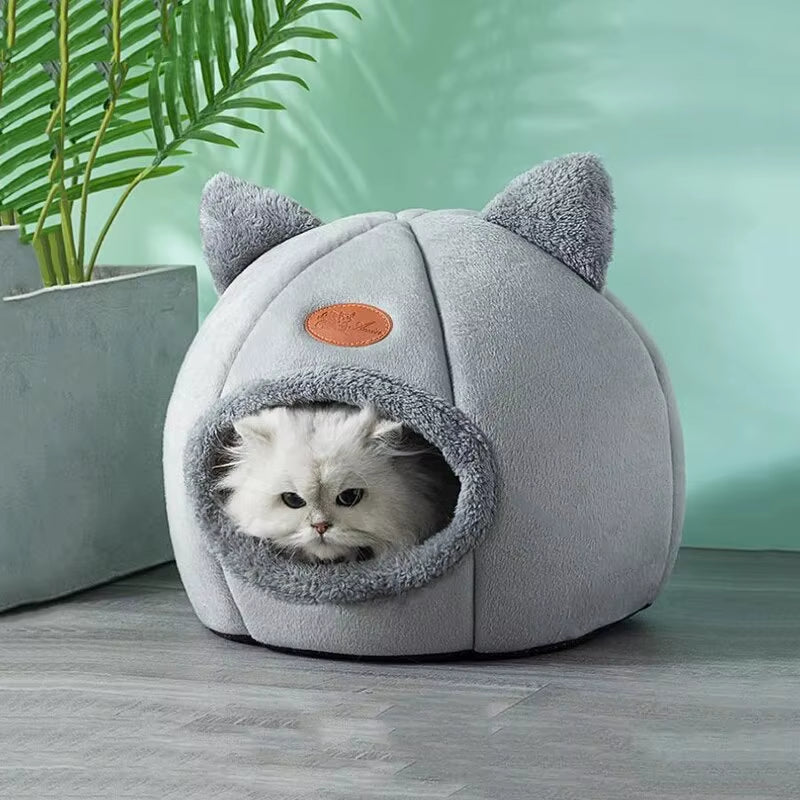 Cute Warm Cat House – Non-Slip Semi Enclosed Bed