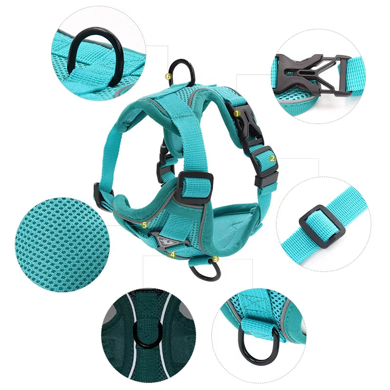 Dog Harness & Leash Set Adjustable & Reflective