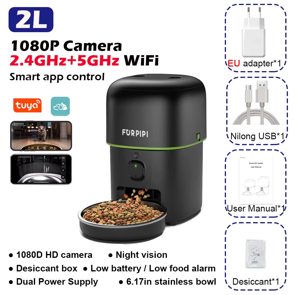 Smart Cat Feeder with 1080P Camera & 5G WiFi