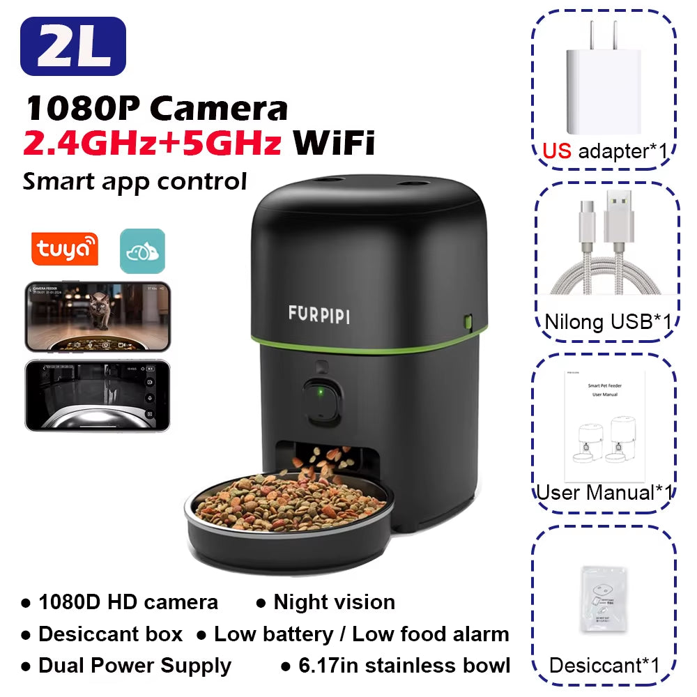 Smart Cat Feeder with 1080P Camera & 5G WiFi
