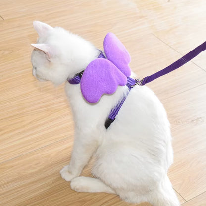 Angel Wings Pet Harness and Leash Set for Cats Puppy Rabbit Cute Cat Harnesses Kitten Accessories Artículos Para Mascotas Lead