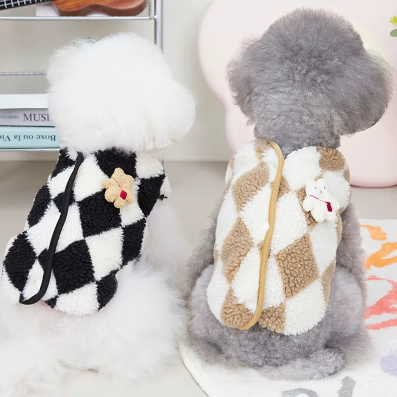 Plaid Dog Jacket Fleece Winter Coat for Small Dogs