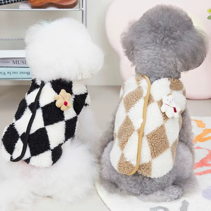 Dog Clothes Plaid Fleece Pet Jacket for Small Dogs Winter Warm Puppy Coat Chihuahua Yorkshire Bichon Vest Costume Pet Supplies