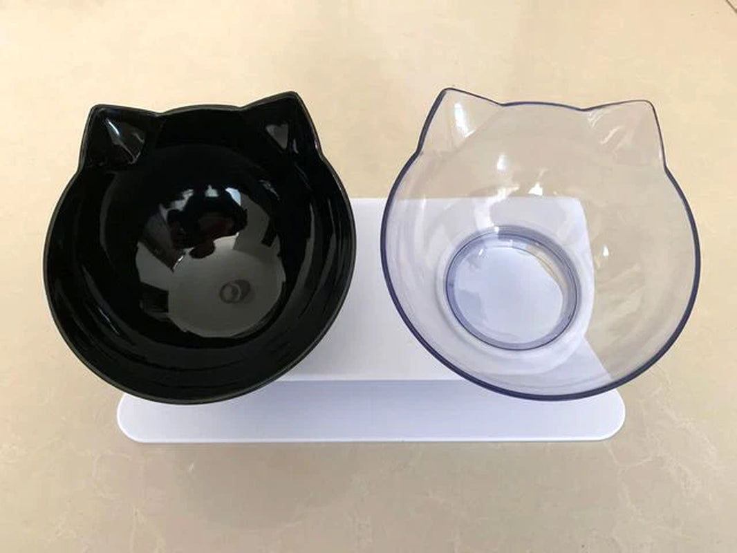 Non Slip Double Cat Feeder – Raised Tilted Bowl Stand
