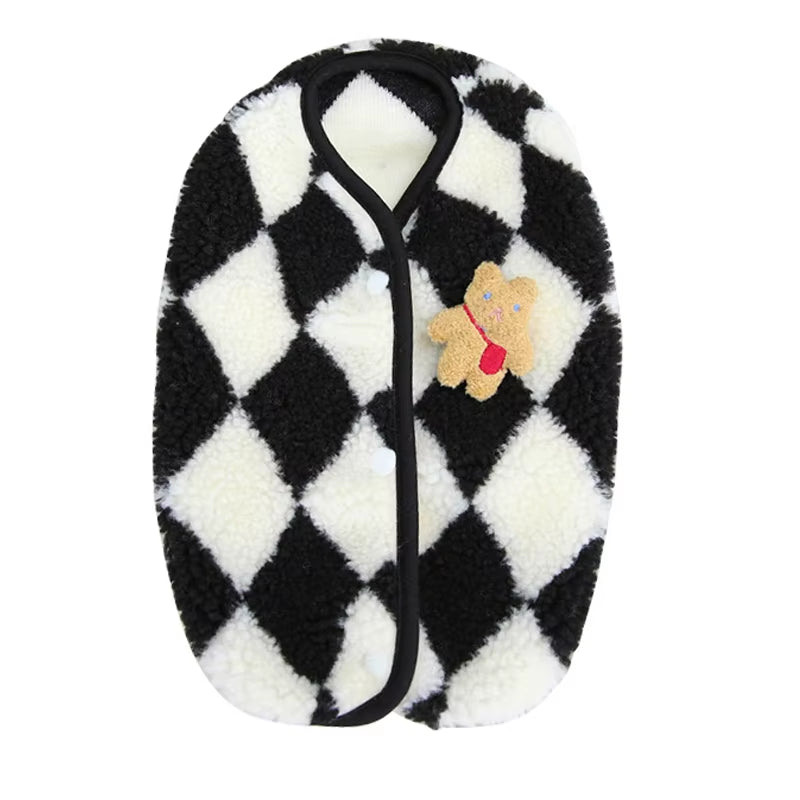 Plaid Dog Jacket Fleece Winter Coat for Small Dogs