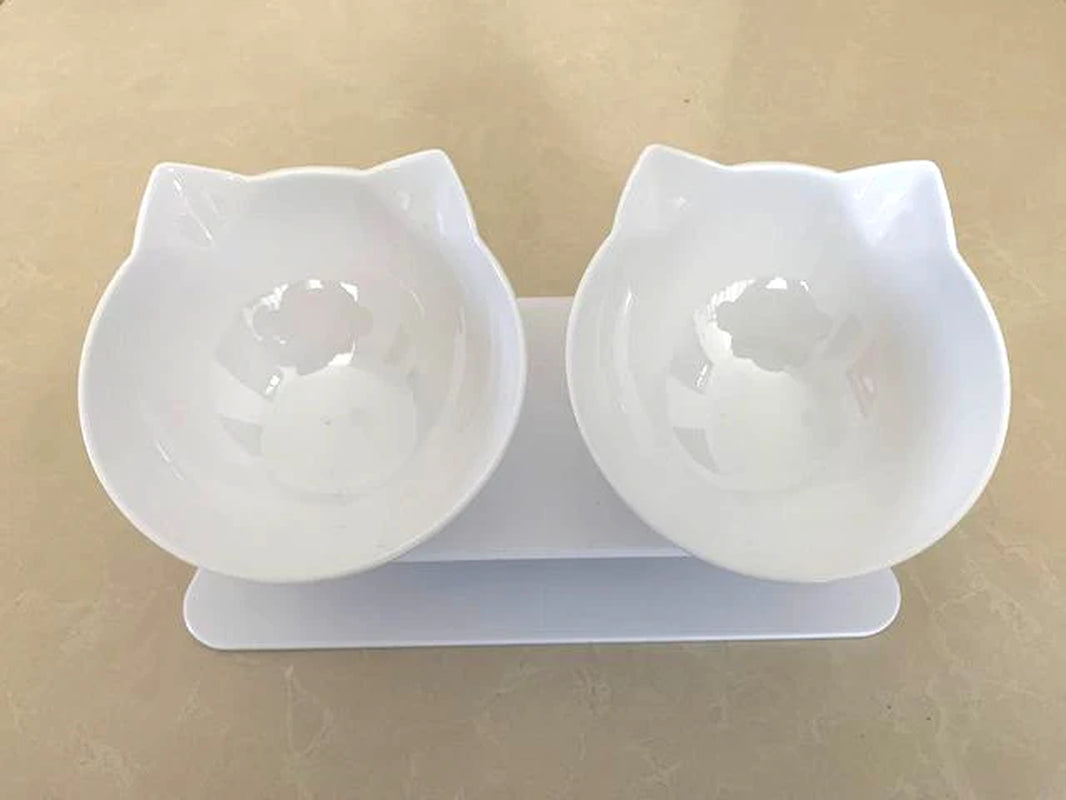 Non Slip Double Cat Feeder – Raised Tilted Bowl Stand