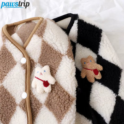 Dog Clothes Plaid Fleece Pet Jacket for Small Dogs Winter Warm Puppy Coat Chihuahua Yorkshire Bichon Vest Costume Pet Supplies