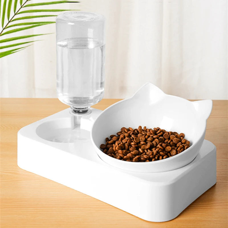 Non Slip Double Cat Feeder – Raised Tilted Bowl Stand