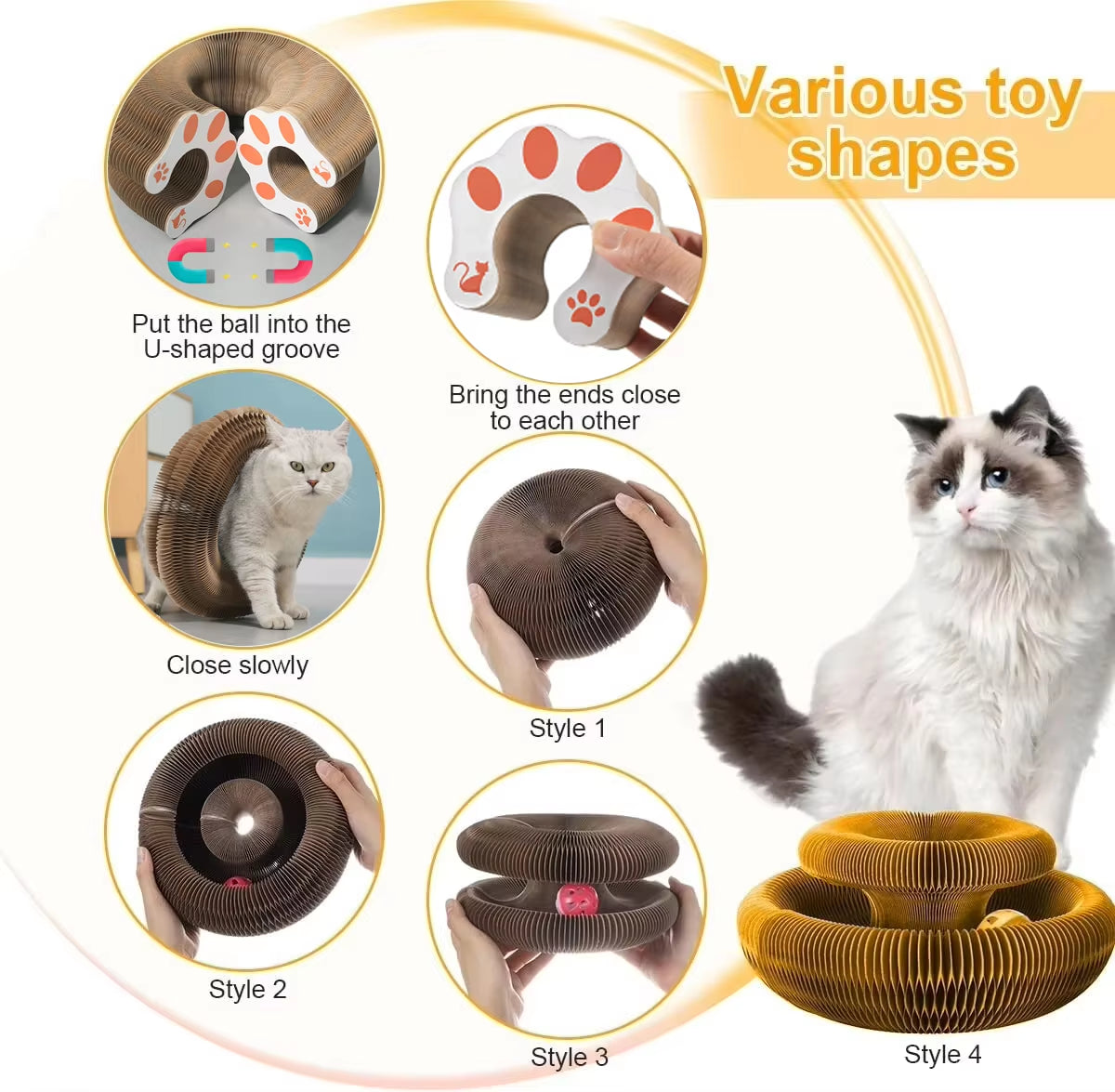 Magic Cat Scratch Board with Ball – Corrugated Toy
