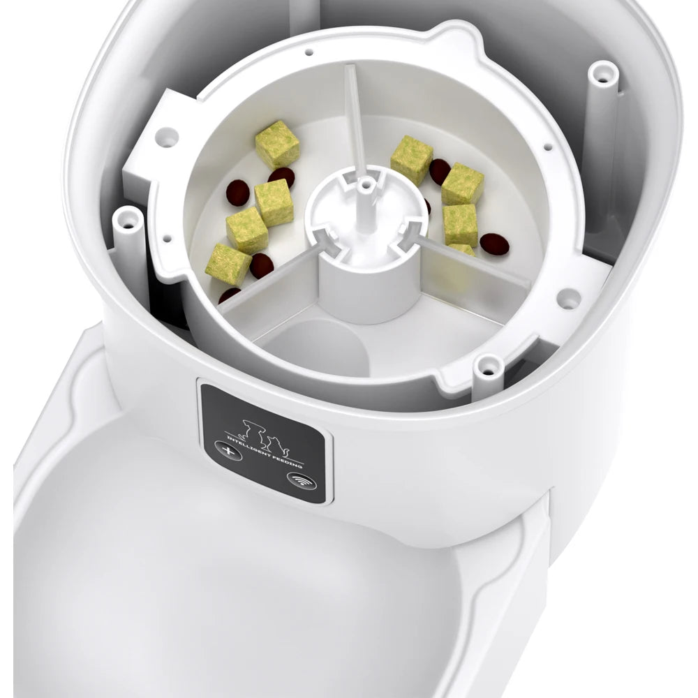 4L WIFI Button Automatic Cat Feeder Intelligent Cat and Dog Pet Feeder Smart Pet Cat Food Dispenser Pet Feeder(No 5V 1A Plug)