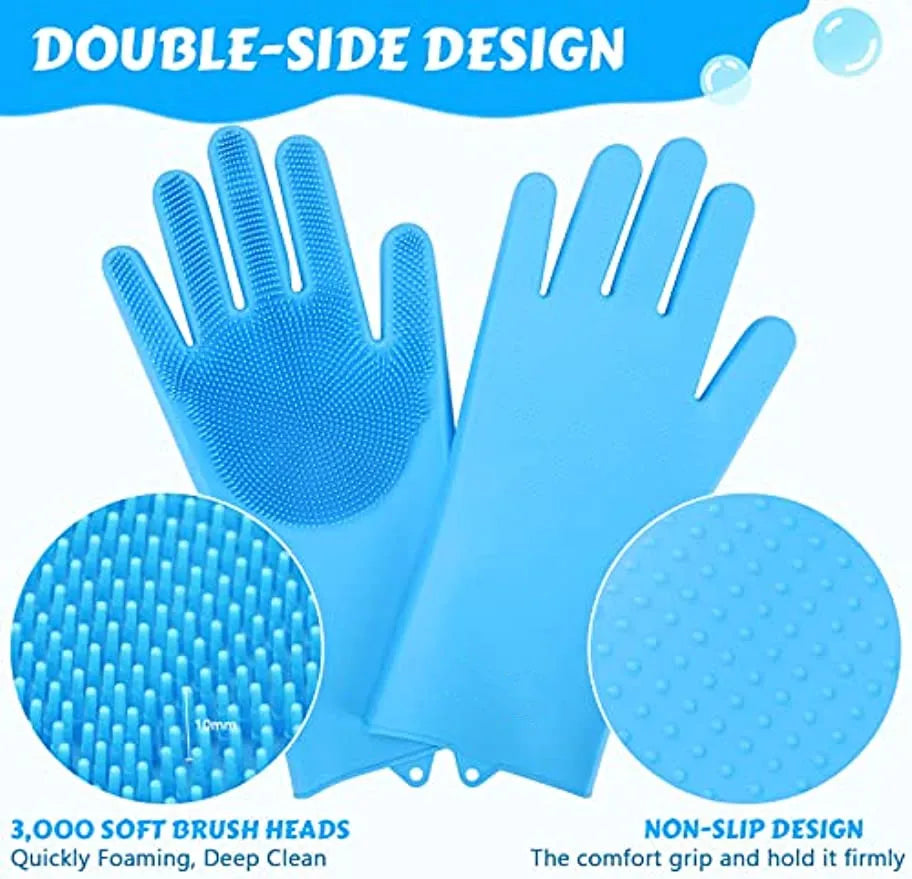 PawScrub Silicone Dog Bath & Grooming Gloves With Soft Brush & Heat-Resistant Design