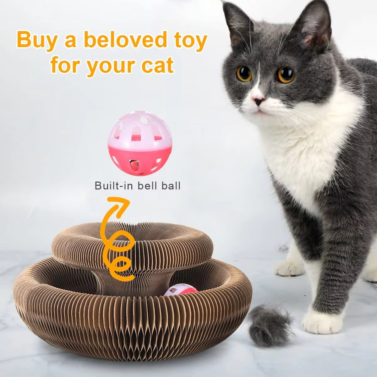 Magic Cat Scratch Board with Ball – Corrugated Toy