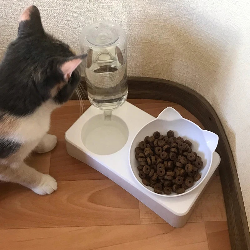 Non Slip Double Cat Feeder – Raised Tilted Bowl Stand
