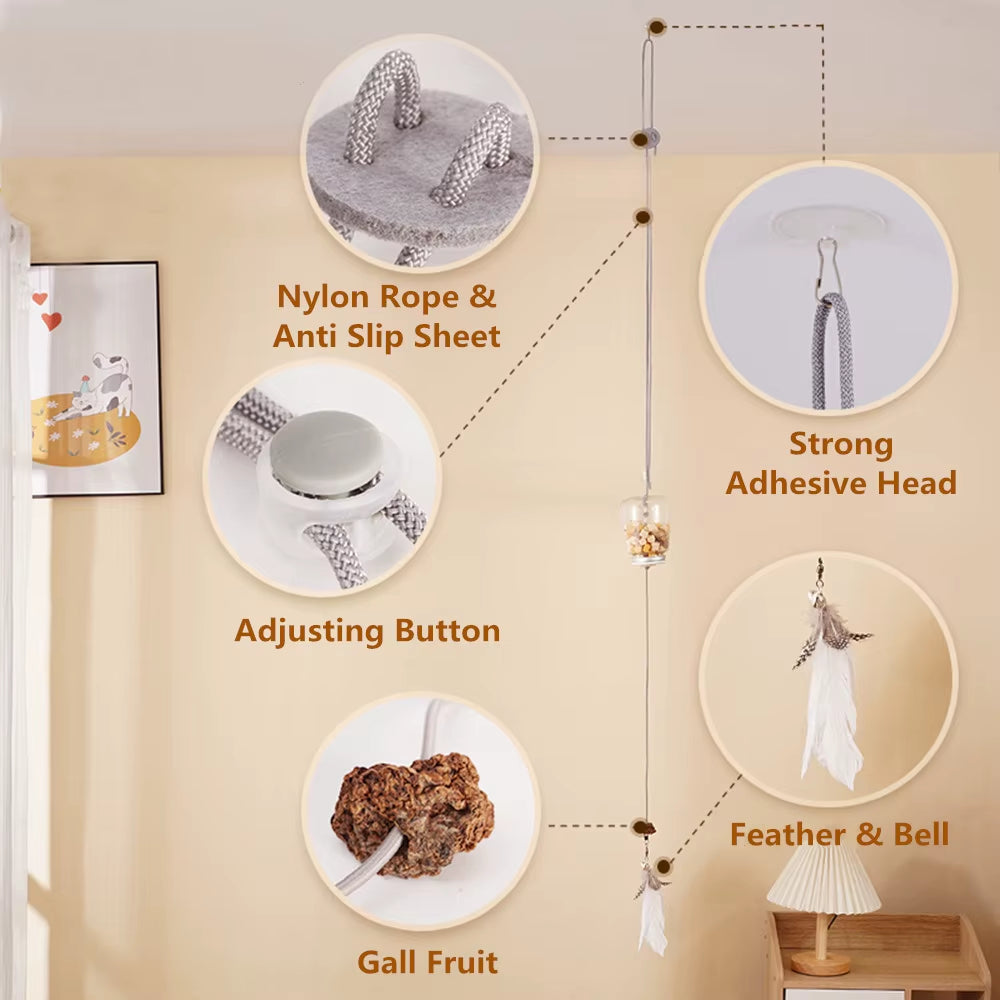 Interactive Cat Toy with Feather, Bell & Food Dispenser