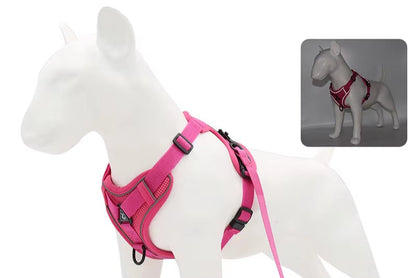 Soft pink dog harness and leash – no-pull breathable vest style