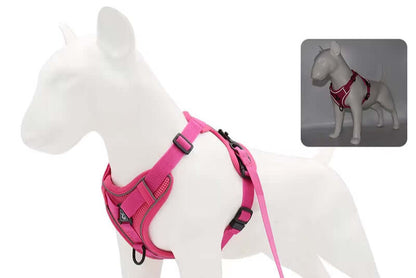 Pink dog harness for small to medium pets – anti-pull breathable design