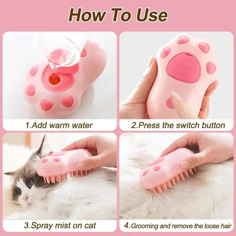 Steam Spray Electric Pet Comb Massager & Groomer