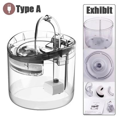 USB Cable/Battery Operated Cat Water Fountain Motion Sensor Dispenser Filter Automatic Drinker Stainless Steel Pet Feeder