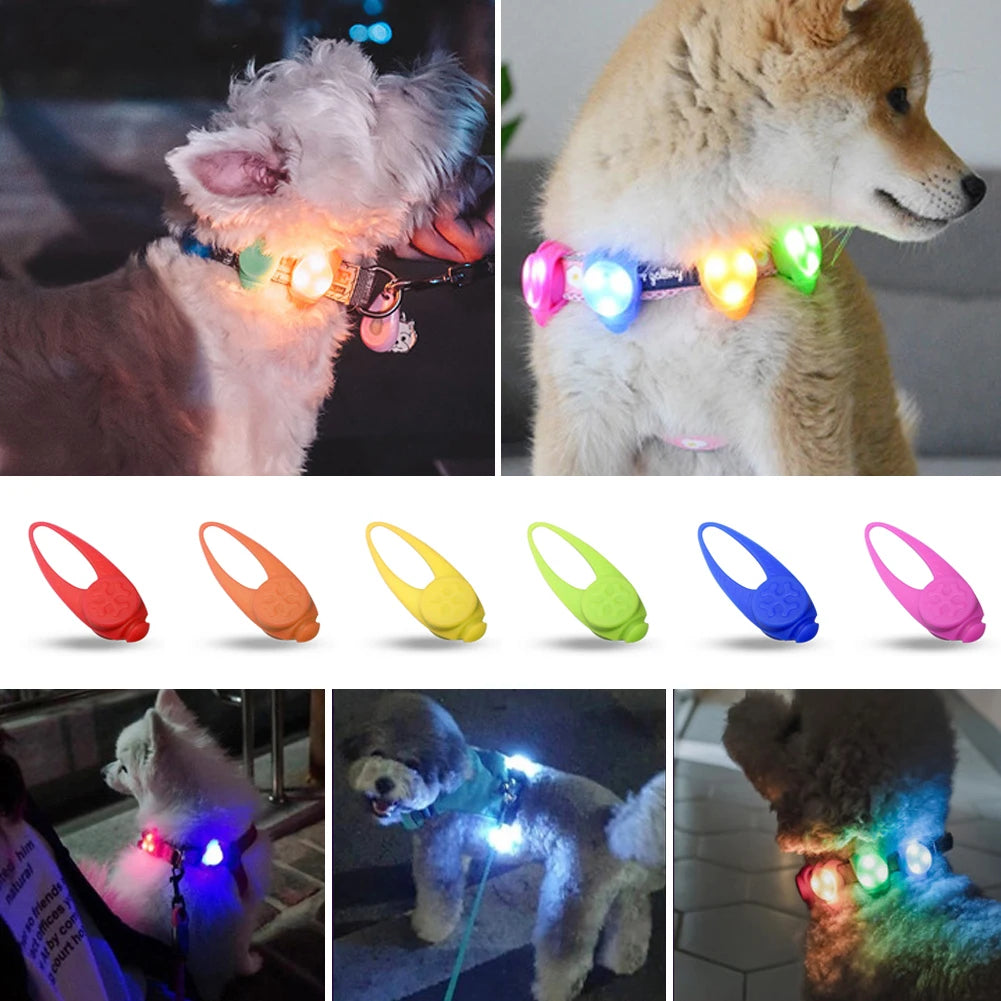Pet Led Silicone Rubber Pendant Night Safety Flashing Glow Light Blinking Led Collar Luminous Pendant for Pet Dog Puppy Necklace