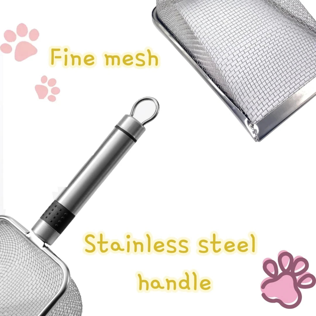 Stainless Steel Cat Litter Scoop–Heavy Duty Poop Sifter with Comfort Grip