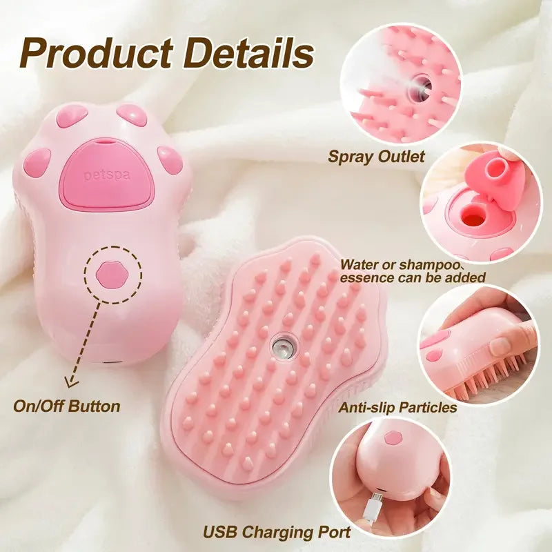 Steam Spray Electric Pet Comb Massager & Groomer