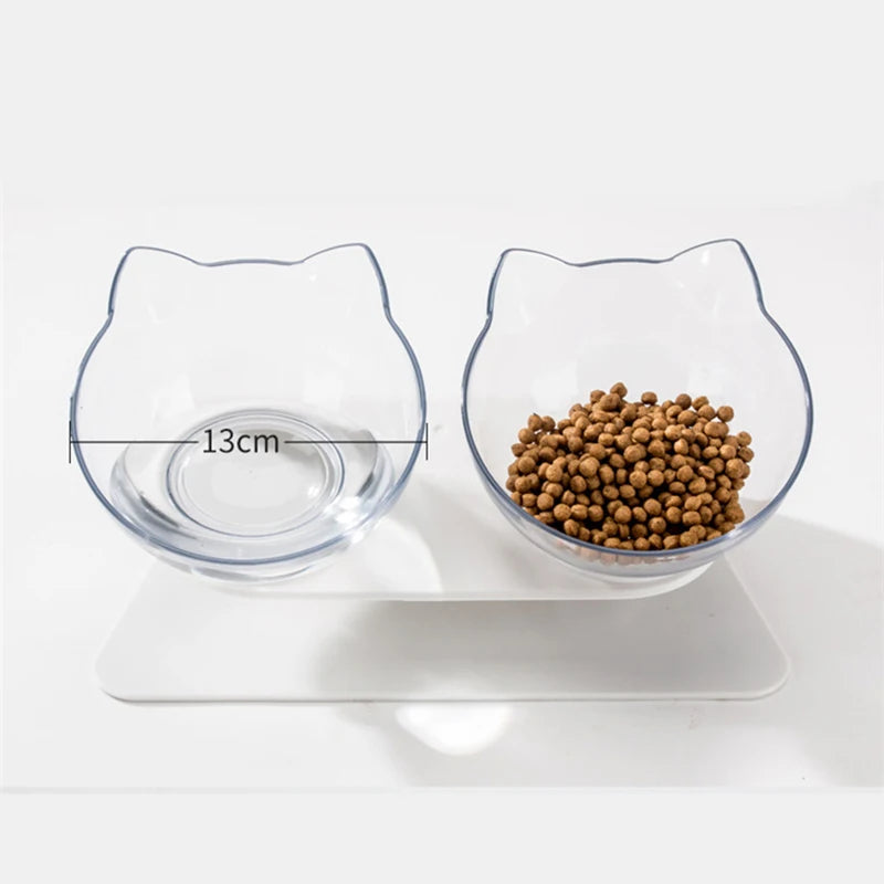 Non Slip Double Cat Feeder – Raised Tilted Bowl Stand