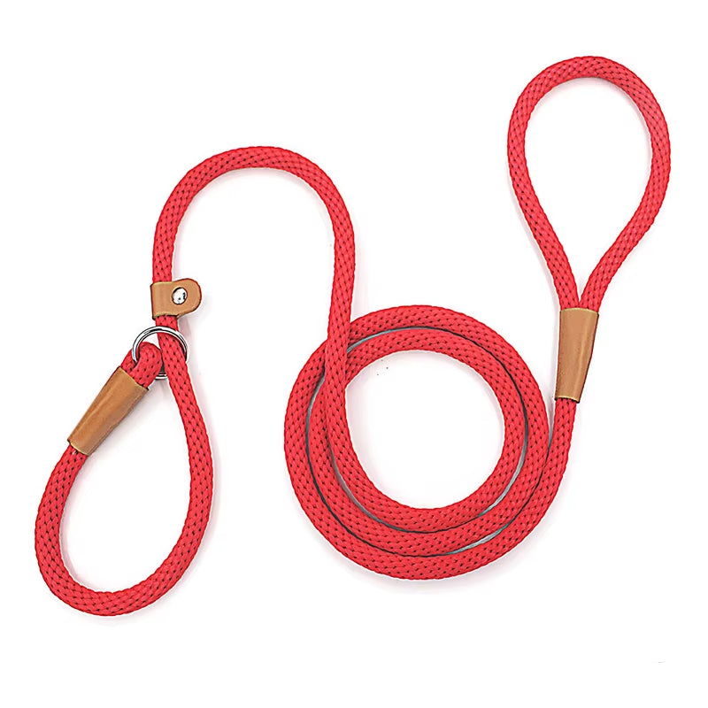 Dog Collar Slip Lead Dog Leash Nylon Solid Rope Leash Adjustable No Pull Training Dog Leash Medium and Large Dogs Pet Leashes