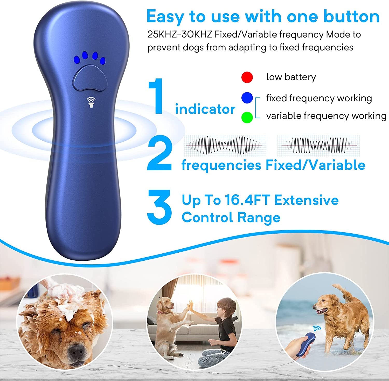 Safe Ultrasonic Bark Control Device  16.4 Ft Range