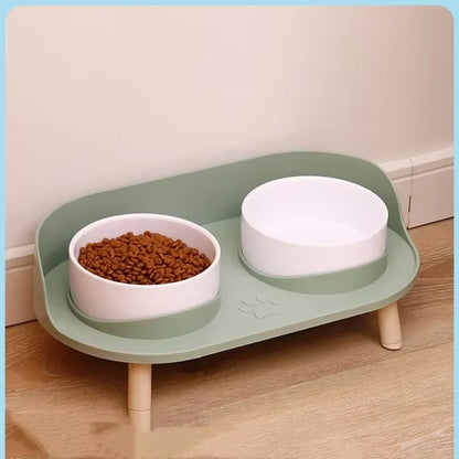 Adjustable Raised Double Pet Feeder – Non-Slip Elevated Stand with Anti-Spill Ceramic Bowls for Dog & Small Pets