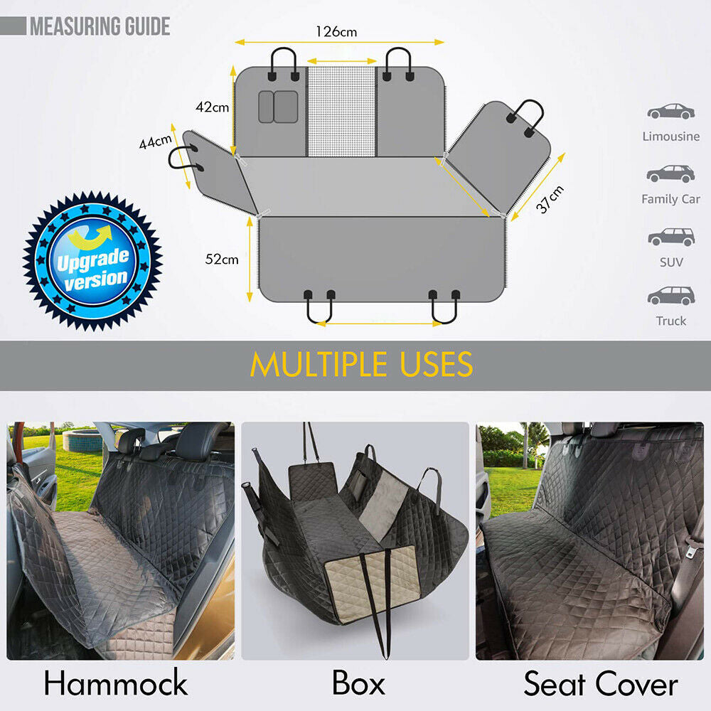 Premium Dog Car Seat Cover Hammock Nonslip Protector Mat Waterproof Dog/Cat Back
