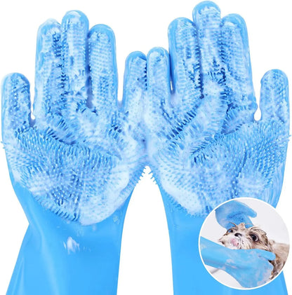 PawScrub Silicone Dog Bath & Grooming Gloves With Soft Brush & Heat-Resistant Design
