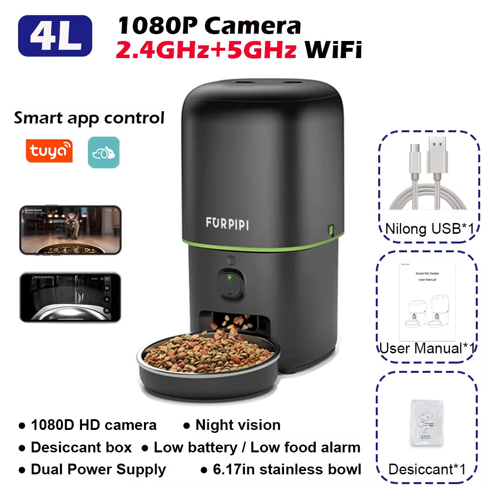 Smart Cat Feeder with 1080P Camera & 5G WiFi