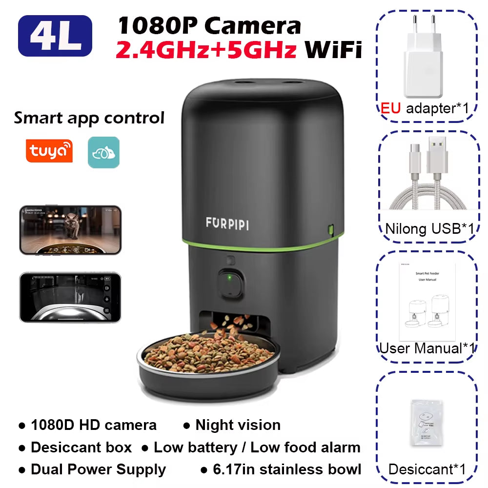 Smart Cat Feeder with 1080P Camera & 5G WiFi