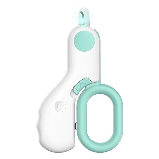 Blue LED Pet Nail Clipper – Safe Cat & Dog Grooming Tool with Anti-Slip Handle, Safety Lock, and Precision Trimming Light