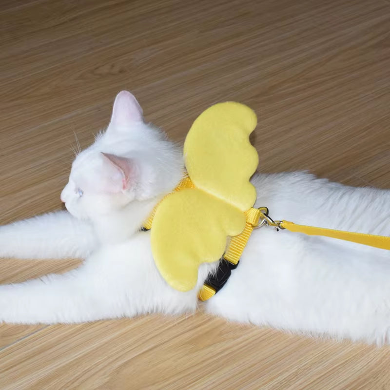 Cute Cat Harness with Leash – Angel Wings Design