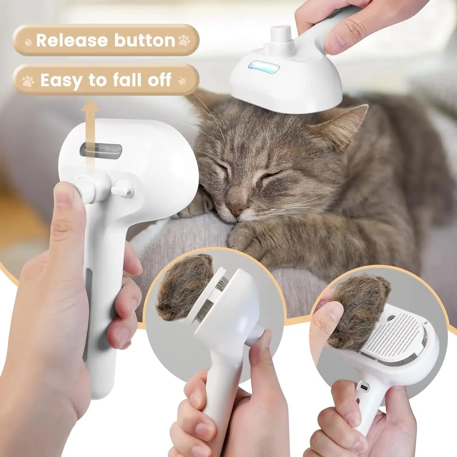 Anti-Tangle Electric Hair Brush 3-in-1 Pet Comb
