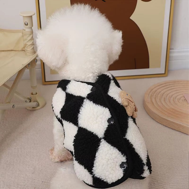 Plaid Dog Jacket Fleece Winter Coat for Small Dogs