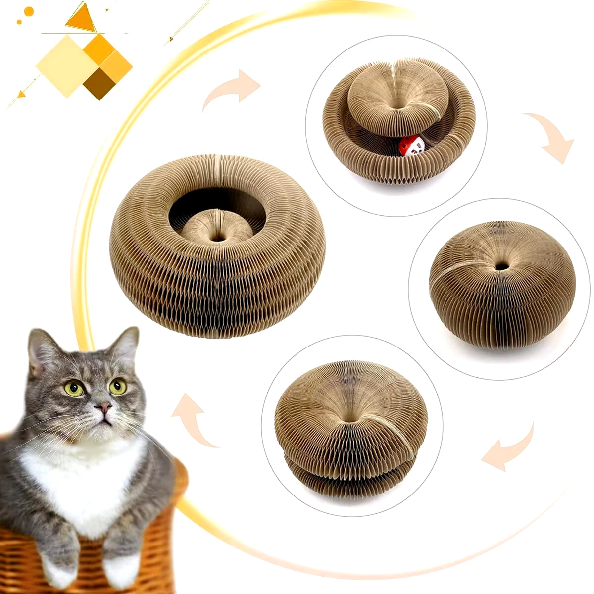 Magic Cat Scratch Board with Ball – Corrugated Toy